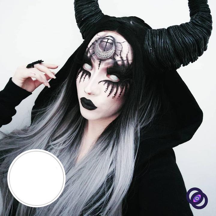 ALL White Blind White Halloween Cosplay Contact Lenses - Uniieye